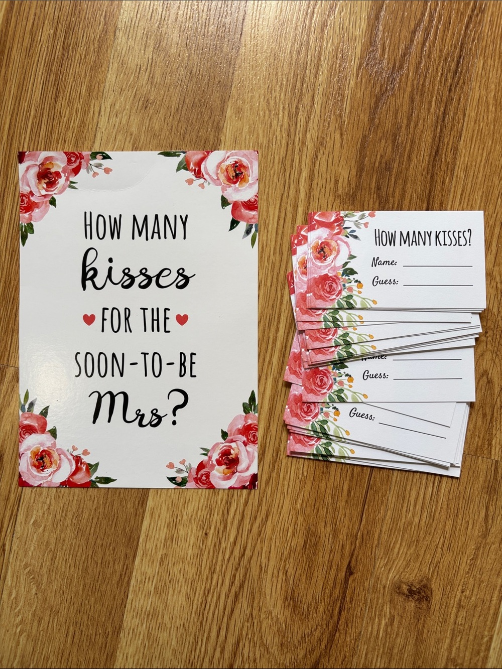 Floral “How Many Kisses for the Soon-to-Be Mrs?” Bridal Shower Game